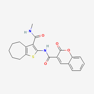 molecular formula C21H20N2O4S B2938272 N-[3-(methylcarbamoyl)-4H,5H,6H,7H,8H-cyclohepta[b]thiophen-2-yl]-2-oxo-2H-chromene-3-carboxamide CAS No. 893126-49-3