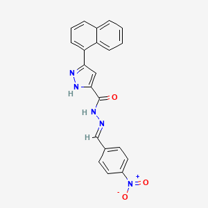 molecular formula C21H15N5O3 B2938275 (E)-3-(naphthalen-1-yl)-N'-(4-nitrobenzylidene)-1H-pyrazole-5-carbohydrazide CAS No. 1285499-46-8