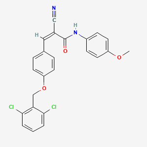 B2938279 (Z)-2-Cyano-3-[4-[(2,6-dichlorophenyl)methoxy]phenyl]-N-(4-methoxyphenyl)prop-2-enamide CAS No. 380478-40-0