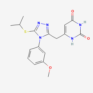 molecular formula C17H19N5O3S B2938281 6-((5-(isopropylthio)-4-(3-methoxyphenyl)-4H-1,2,4-triazol-3-yl)methyl)pyrimidine-2,4(1H,3H)-dione CAS No. 852048-76-1