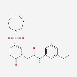 molecular formula C21H27N3O4S B2938307 2-[5-(azepane-1-sulfonyl)-2-oxo-1,2-dihydropyridin-1-yl]-N-(3-ethylphenyl)acetamide CAS No. 1359644-26-0