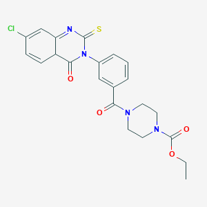 molecular formula C22H21ClN4O4S B2938321 Ethyl 4-[3-(7-chloro-4-oxo-2-sulfanylidene-1,2,3,4-tetrahydroquinazolin-3-yl)benzoyl]piperazine-1-carboxylate CAS No. 451466-97-0