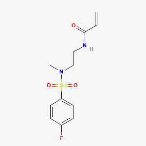 molecular formula C12H15FN2O3S B2938326 N-[2-[(4-Fluorophenyl)sulfonyl-methylamino]ethyl]prop-2-enamide CAS No. 2305533-26-8