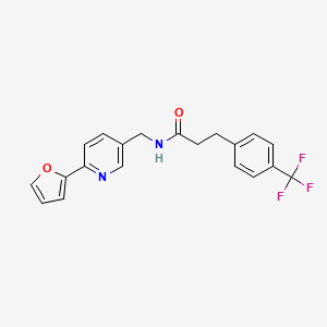 molecular formula C20H17F3N2O2 B2938337 N-((6-(furan-2-yl)pyridin-3-yl)methyl)-3-(4-(trifluoromethyl)phenyl)propanamide CAS No. 2034580-11-3