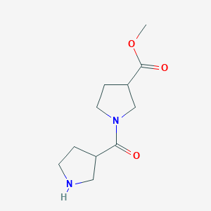 molecular formula C11H18N2O3 B2938338 Methyl 1-(pyrrolidine-3-carbonyl)pyrrolidine-3-carboxylate CAS No. 2152429-11-1