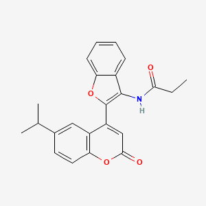 molecular formula C23H21NO4 B2938365 N-{2-[2-oxo-6-(propan-2-yl)-2H-chromen-4-yl]-1-benzofuran-3-yl}propanamide CAS No. 904511-14-4