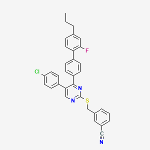 molecular formula C33H25ClFN3S B2938368 3-({[5-(4-Chlorophenyl)-4-(2'-fluoro-4'-propyl[1,1'-biphenyl]-4-yl)-2-pyrimidinyl]sulfanyl}methyl)benzenecarbonitrile CAS No. 677749-65-4