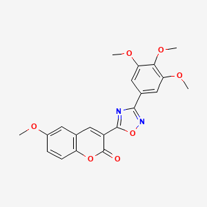 molecular formula C21H18N2O7 B2938369 6-methoxy-3-[3-(3,4,5-trimethoxyphenyl)-1,2,4-oxadiazol-5-yl]-2H-chromen-2-one CAS No. 892759-02-3