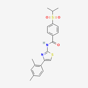 molecular formula C21H22N2O3S2 B2938382 N-(4-(2,4-dimethylphenyl)thiazol-2-yl)-4-(isopropylsulfonyl)benzamide CAS No. 919847-03-3