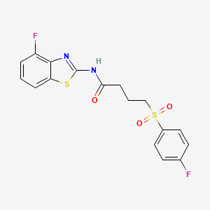 molecular formula C17H14F2N2O3S2 B2938386 N-(4-fluoro-1,3-benzothiazol-2-yl)-4-(4-fluorobenzenesulfonyl)butanamide CAS No. 941987-73-1