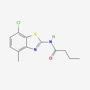 molecular formula C12H13ClN2OS B2938419 N-(7-chloro-4-methyl-1,3-benzothiazol-2-yl)butanamide CAS No. 906783-84-4