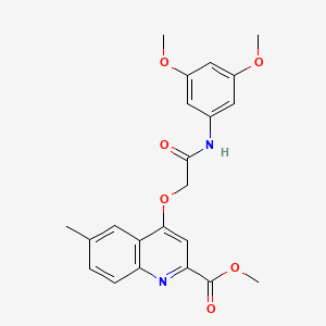 molecular formula C22H22N2O6 B2938440 Methyl 4-{[(3,5-dimethoxyphenyl)carbamoyl]methoxy}-6-methylquinoline-2-carboxylate CAS No. 1358411-84-3