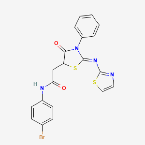 (Z)-N-(4-bromophenyl)-2-(4-oxo-3-phenyl-2-(thiazol-2-ylimino)thiazolidin-5-yl)acetamide