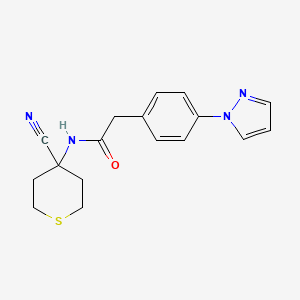 molecular formula C17H18N4OS B2938482 N-(4-cyanothian-4-yl)-2-[4-(1H-pyrazol-1-yl)phenyl]acetamide CAS No. 1444681-75-7