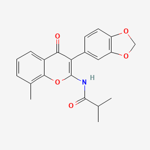 molecular formula C21H19NO5 B2938515 N-[3-(2H-1,3-benzodioxol-5-yl)-8-methyl-4-oxo-4H-chromen-2-yl]-2-methylpropanamide CAS No. 883960-89-2