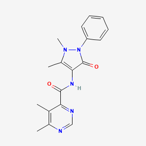 molecular formula C18H19N5O2 B2938537 N-(1,5-dimethyl-3-oxo-2-phenyl-2,3-dihydro-1H-pyrazol-4-yl)-5,6-dimethylpyrimidine-4-carboxamide CAS No. 2415631-73-9