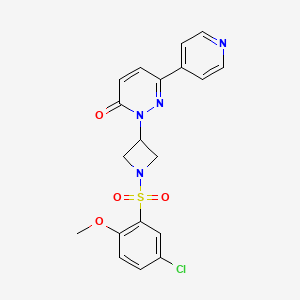 molecular formula C19H17ClN4O4S B2938558 2-[1-(5-Chloro-2-methoxybenzenesulfonyl)azetidin-3-yl]-6-(pyridin-4-yl)-2,3-dihydropyridazin-3-one CAS No. 2380180-93-6