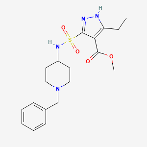molecular formula C19H26N4O4S B2938578 methyl 5-[(1-benzylpiperidin-4-yl)sulfamoyl]-3-ethyl-1H-pyrazole-4-carboxylate CAS No. 1239978-13-2
