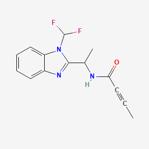 molecular formula C14H13F2N3O B2938601 N-[1-[1-(Difluoromethyl)benzimidazol-2-yl]ethyl]but-2-ynamide CAS No. 2411254-30-1