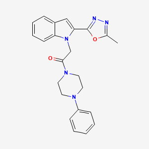 molecular formula C23H23N5O2 B2938622 2-(2-(5-methyl-1,3,4-oxadiazol-2-yl)-1H-indol-1-yl)-1-(4-phenylpiperazin-1-yl)ethanone CAS No. 923680-48-2