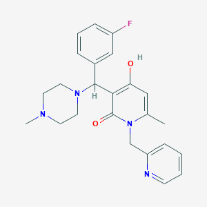 3-((3-fluorophenyl)(4-methylpiperazin-1-yl)methyl)-4-hydroxy-6-methyl-1-(pyridin-2-ylmethyl)pyridin-2(1H)-one