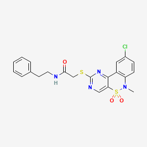 2-((9-chloro-6-methyl-5,5-dioxido-6H-benzo[c]pyrimido[4,5-e][1,2]thiazin-2-yl)thio)-N-phenethylacetamide