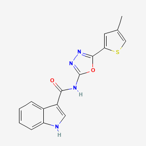molecular formula C16H12N4O2S B2938698 N-[5-(4-methylthiophen-2-yl)-1,3,4-oxadiazol-2-yl]-1H-indole-3-carboxamide CAS No. 1396871-63-8