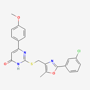 2-(((2-(3-Chlorophenyl)-5-methyloxazol-4-yl)methyl)thio)-6-(4-methoxyphenyl)pyrimidin-4-ol