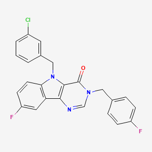 molecular formula C24H16ClF2N3O B2938711 5-(3-chlorobenzyl)-8-fluoro-3-(4-fluorobenzyl)-3H-pyrimido[5,4-b]indol-4(5H)-one CAS No. 1189973-49-6