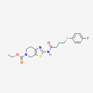 molecular formula C19H22FN3O3S2 B2938714 ethyl 2-(4-((4-fluorophenyl)thio)butanamido)-6,7-dihydrothiazolo[5,4-c]pyridine-5(4H)-carboxylate CAS No. 923441-23-0
