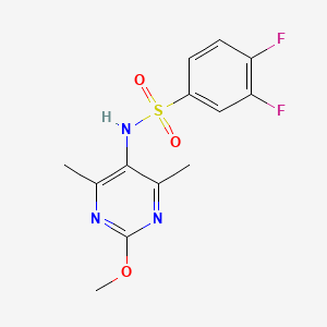 molecular formula C13H13F2N3O3S B2938716 3,4-difluoro-N-(2-methoxy-4,6-dimethylpyrimidin-5-yl)benzenesulfonamide CAS No. 2185589-56-2