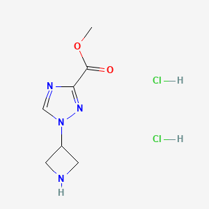 molecular formula C7H12Cl2N4O2 B2938718 Methyl 1-(azetidin-3-yl)-1,2,4-triazole-3-carboxylate;dihydrochloride CAS No. 2490404-62-9