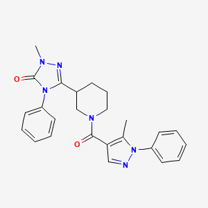 molecular formula C25H26N6O2 B2938722 1-methyl-3-(1-(5-methyl-1-phenyl-1H-pyrazole-4-carbonyl)piperidin-3-yl)-4-phenyl-1H-1,2,4-triazol-5(4H)-one CAS No. 1396861-42-9
