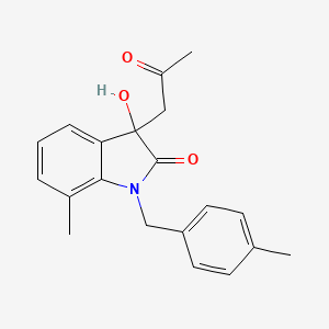 molecular formula C20H21NO3 B2938734 3-hydroxy-7-methyl-1-[(4-methylphenyl)methyl]-3-(2-oxopropyl)-2,3-dihydro-1H-indol-2-one CAS No. 879045-82-6