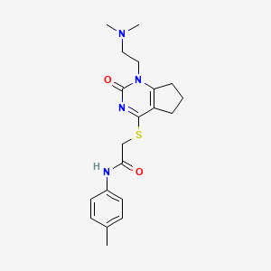 molecular formula C20H26N4O2S B2938738 2-((1-(2-(dimethylamino)ethyl)-2-oxo-2,5,6,7-tetrahydro-1H-cyclopenta[d]pyrimidin-4-yl)thio)-N-(p-tolyl)acetamide CAS No. 933230-91-2