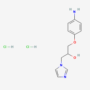 molecular formula C12H17Cl2N3O2 B2938752 1-(4-Aminophenoxy)-3-(1H-imidazol-1-yl)-2-propanol dihydrochloride CAS No. 1609400-48-7