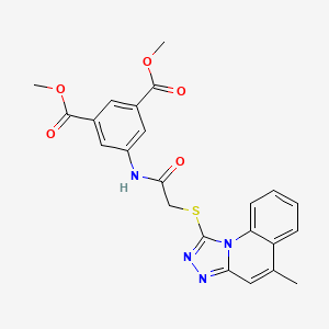 molecular formula C23H20N4O5S B2938757 Dimethyl 5-({[(5-methyl[1,2,4]triazolo[4,3-a]quinolin-1-yl)thio]acetyl}amino)isophthalate CAS No. 307513-54-8