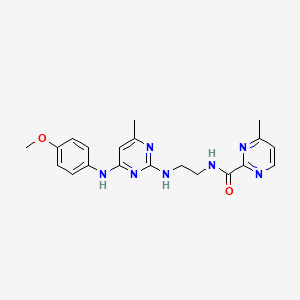 molecular formula C20H23N7O2 B2938765 N-(2-((4-((4-methoxyphenyl)amino)-6-methylpyrimidin-2-yl)amino)ethyl)-4-methylpyrimidine-2-carboxamide CAS No. 1251573-79-1