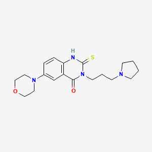 molecular formula C19H26N4O2S B2938786 6-(morpholin-4-yl)-3-[3-(pyrrolidin-1-yl)propyl]-2-sulfanylidene-1,2,3,4-tetrahydroquinazolin-4-one CAS No. 689768-71-6