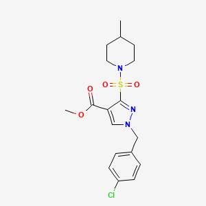 B2938791 methyl 1-(4-chlorobenzyl)-3-((4-methylpiperidin-1-yl)sulfonyl)-1H-pyrazole-4-carboxylate CAS No. 1251703-48-6
