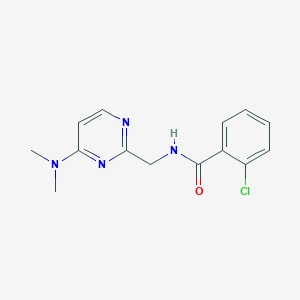 molecular formula C14H15ClN4O B2938795 2-chloro-N-((4-(dimethylamino)pyrimidin-2-yl)methyl)benzamide CAS No. 1797619-59-0