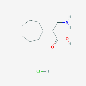 molecular formula C10H20ClNO2 B2938797 3-Amino-2-cycloheptylpropanoic acid hydrochloride CAS No. 2126162-89-6