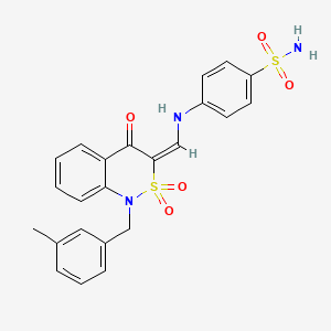 molecular formula C23H21N3O5S2 B2938798 4-({(E)-[1-(3-甲基苄基)-2,2-二氧化-4-氧代-1,4-二氢-3H-2,1-苯并噻嗪-3-亚基]甲基}氨基)苯磺酰胺 CAS No. 892305-99-6