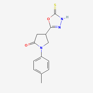 molecular formula C13H13N3O2S B2938809 1-(4-methylphenyl)-4-(5-sulfanylidene-4,5-dihydro-1,3,4-oxadiazol-2-yl)pyrrolidin-2-one CAS No. 946385-74-6