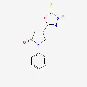 molecular formula C13H13N3O2S B2938809 1-(4-Methylphenyl)-4-(5-thioxo-4,5-dihydro-1,3,4-oxadiazol-2-yl)pyrrolidin-2-one CAS No. 946385-74-6