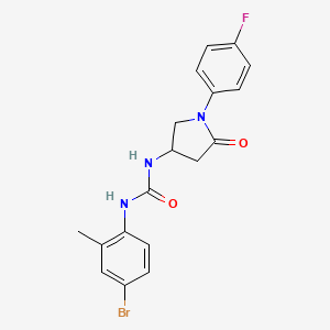 molecular formula C18H17BrFN3O2 B2938810 1-(4-Bromo-2-methylphenyl)-3-[1-(4-fluorophenyl)-5-oxopyrrolidin-3-yl]urea CAS No. 894017-89-1