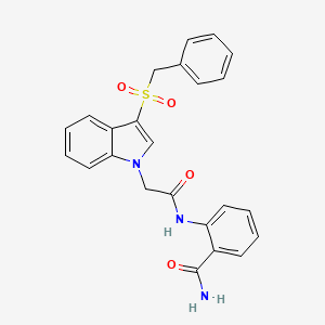 molecular formula C24H21N3O4S B2938815 2-(2-(3-(benzylsulfonyl)-1H-indol-1-yl)acetamido)benzamide CAS No. 898408-64-5
