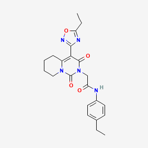 molecular formula C22H25N5O4 B2938841 2-[4-(5-ethyl-1,2,4-oxadiazol-3-yl)-1,3-dioxo-1H,2H,3H,5H,6H,7H,8H-pyrido[1,2-c]pyrimidin-2-yl]-N-(4-ethylphenyl)acetamide CAS No. 1775337-70-6