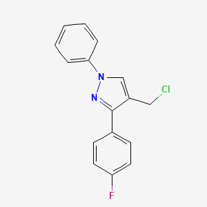 molecular formula C16H12ClFN2 B2938849 4-(Chloromethyl)-3-(4-fluorophenyl)-1-phenyl-1H-pyrazole CAS No. 372190-35-7