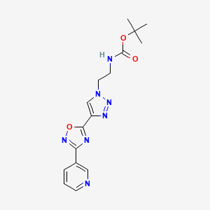 molecular formula C16H19N7O3 B2938853 tert-butyl N-(2-{4-[3-(pyridin-3-yl)-1,2,4-oxadiazol-5-yl]-1H-1,2,3-triazol-1-yl}ethyl)carbamate CAS No. 2108805-39-4